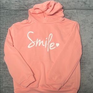 SHEIN Peach Hoodie with 'Smile' Design